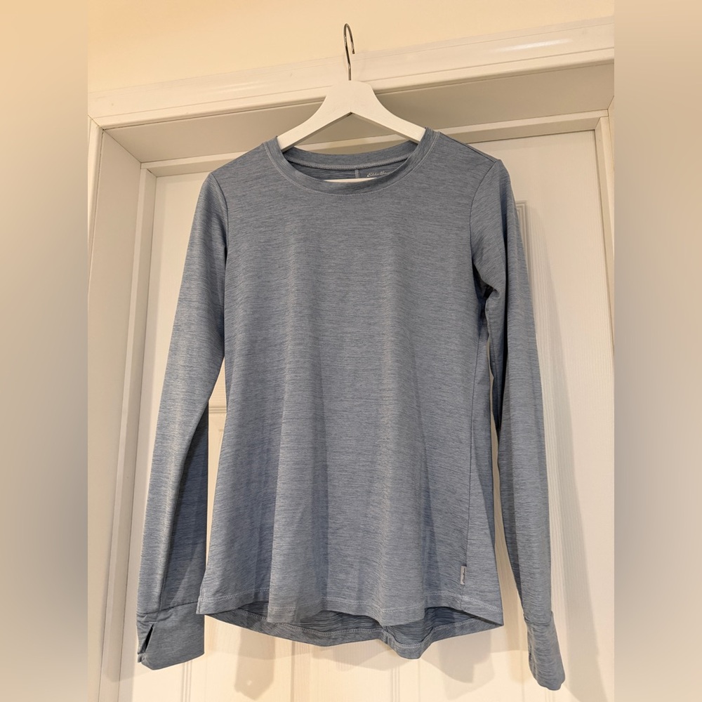 Eddie Bauer Women's Heathered Blue Long Sleeve Dress